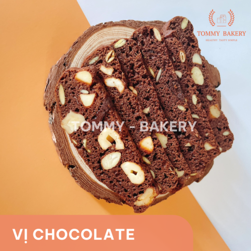 Bánh Biscotti vị chocolate handmade chuẩn Ý từ Tommy Bakery, đậm đà, giòn tan, phù hợp cho người ăn kiêng và yêu thích vị ngọt tự nhiên