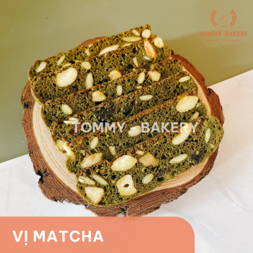 Bánh Biscotti vị matcha trà xanh handmade chuẩn Ý từ Tommy Bakery, thanh mát, giòn tan, giàu dinh dưỡng và phù hợp cho người ăn kiêng